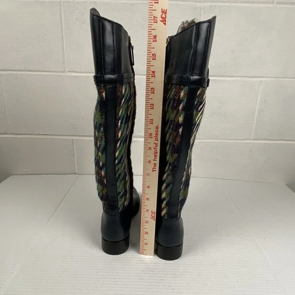 NWOB Tory Burch Miller Riding Boots Multicolor Tweed/Leather Size Women's 7M New